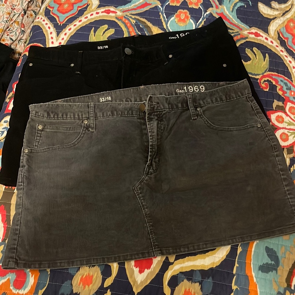 Lot of 2 Vintage GAP 1969 Corduroy Mini Skirts Sz 16